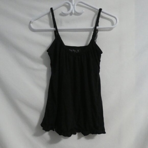 Ruby Sky Tops - RUBY SKY | small | Black Cami - Camisole | Lace Straps & Neckline | Ruffle Trim